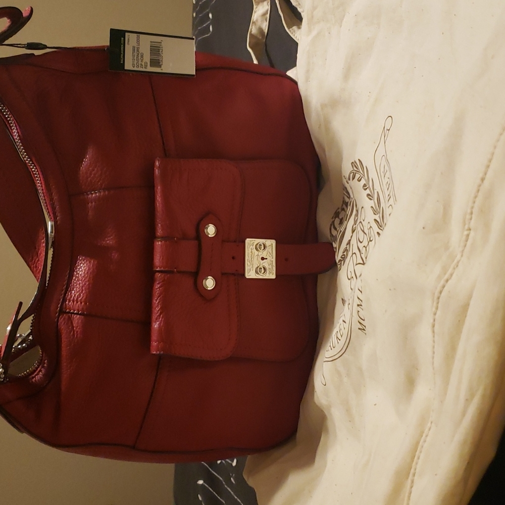 Lauren-Ralph Lauren Governors Lodge Shoulder Zip Red Hobo, NWT